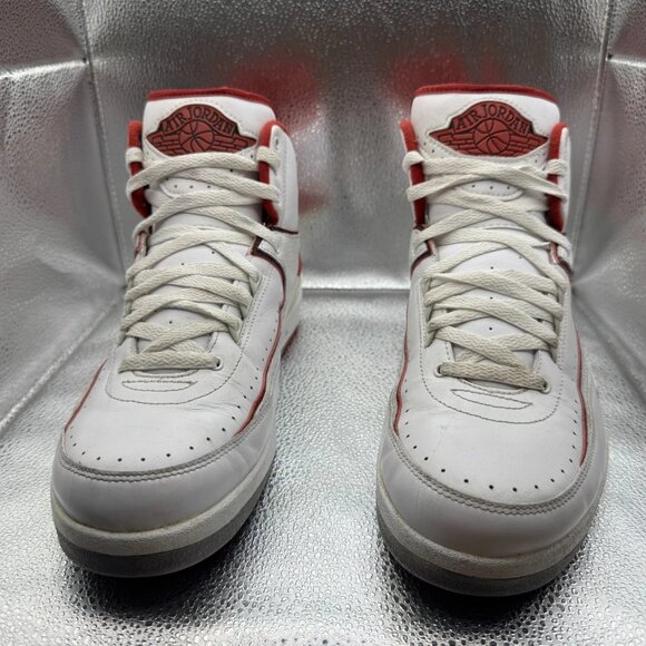 Size 10.5 Nike Air Jordan Retro Chicago Home White Red Mens Sneakers 385475-102 - Picture 6 of 11